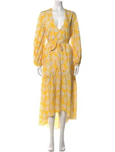 Pre-owned Borgo De Nor Floral Print Long Dress In Yellow