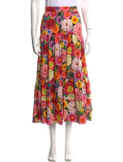 Pre-owned Borgo De Nor Floral Print Long Skirt In Pink
