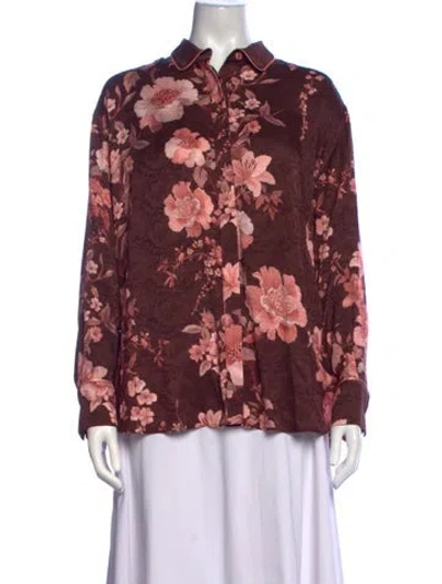 Pre-owned Borgo De Nor Floral Print Long Sleeve Button-up Top In Multicolor