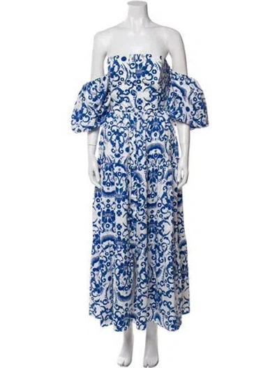 Pre-owned Borgo De Nor Floral Print Midi Length Dress In Blue