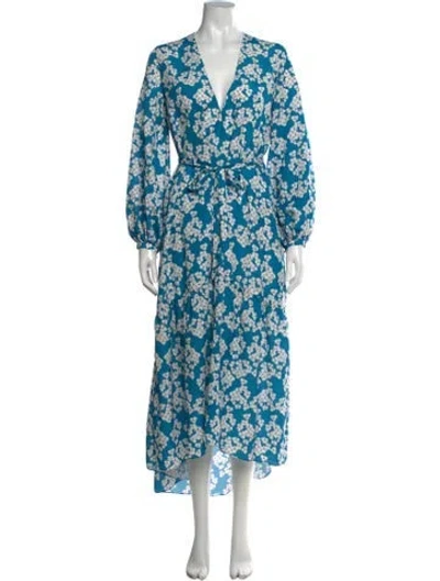 Pre-owned Borgo De Nor Floral Print Midi Length Dress In Blue