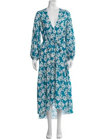 Pre-owned Borgo De Nor Floral Print Midi Length Dress In Blue
