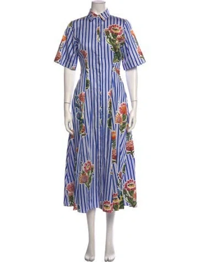 Pre-owned Borgo De Nor Floral Print Midi Length Dress In Blue