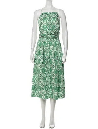 Pre-owned Borgo De Nor Floral Print Midi Length Dress In Green