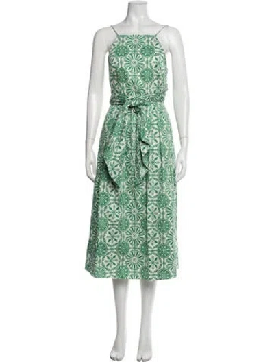Pre-owned Borgo De Nor Floral Print Midi Length Dress In Green