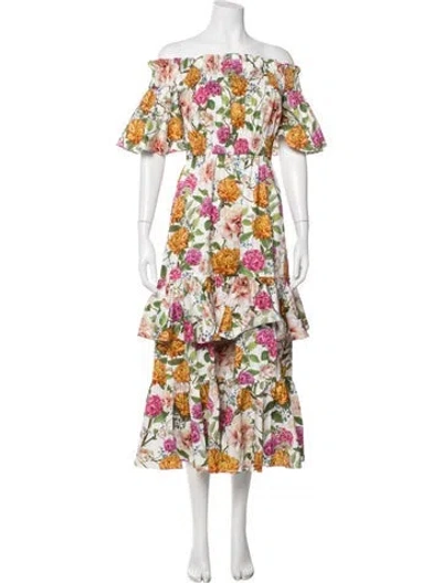 Pre-owned Borgo De Nor Floral Print Midi Length Dress In Multi