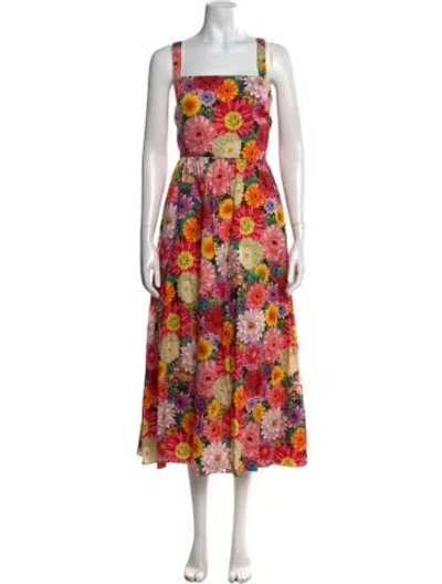 Pre-owned Borgo De Nor Floral Print Midi Length Dress In Multi