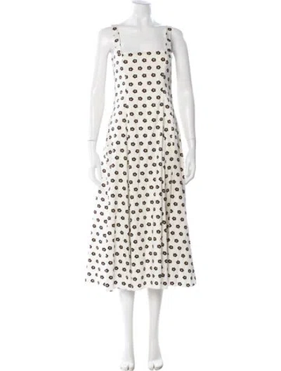 Pre-owned Borgo De Nor Floral Print Midi Length Dress In Neutral