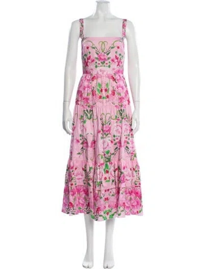 Pre-owned Borgo De Nor Floral Print Midi Length Dress In Pink