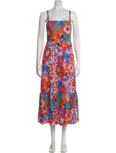 Pre-owned Borgo De Nor Floral Print Midi Length Dress W/ Tags In Pink