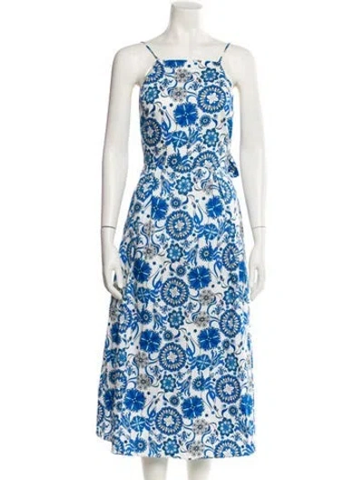 Pre-owned Borgo De Nor Floral Print Midi Length Dress In White