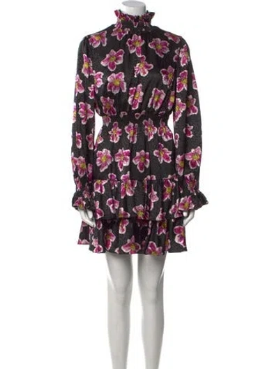 Pre-owned Borgo De Nor Floral Print Mini Dress In Black