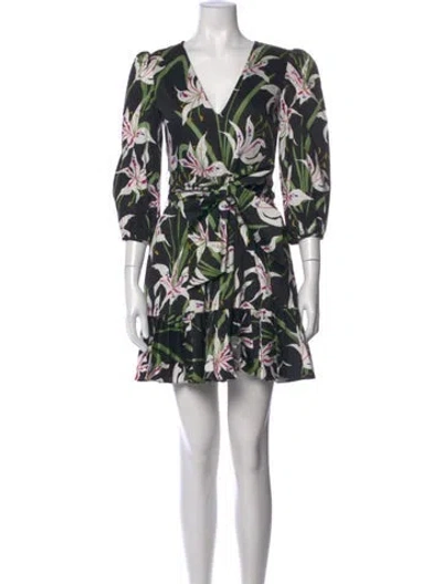 Pre-owned Borgo De Nor Floral Print Mini Dress In Black
