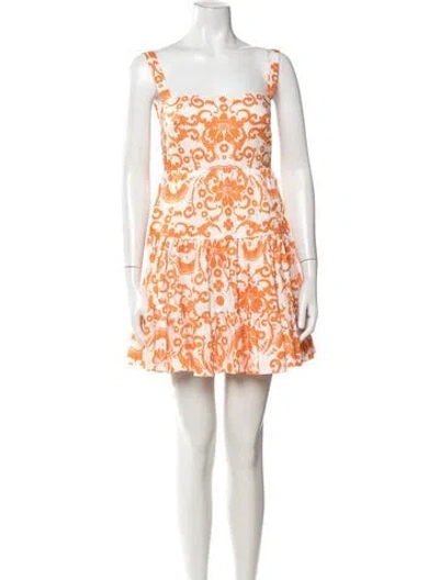 Pre-owned Borgo De Nor Floral Print Mini Dress In Orange/white