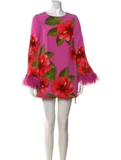 Pre-owned Borgo De Nor Floral Print Mini Dress In Pink