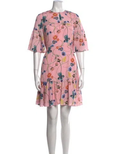 Pre-owned Borgo De Nor Floral Print Mini Dress In Pink