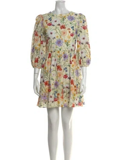Pre-owned Borgo De Nor Floral Print Mini Dress W/ Tags In Yellow
