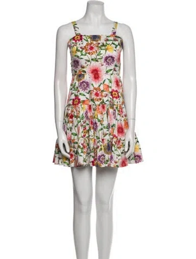 Pre-owned Borgo De Nor Floral Print Mini Dress In White