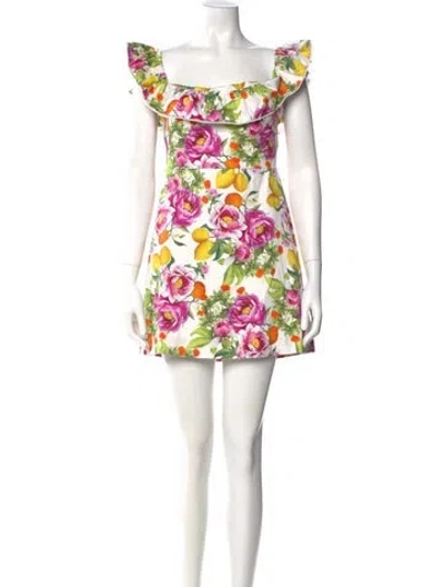 Pre-owned Borgo De Nor Floral Print Mini Dress In White