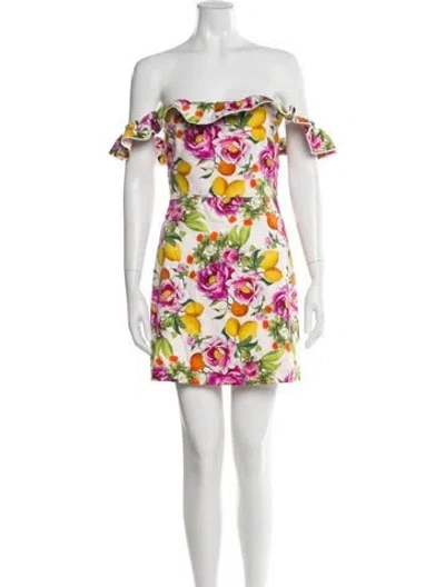 Pre-owned Borgo De Nor Floral Print Mini Dress In White