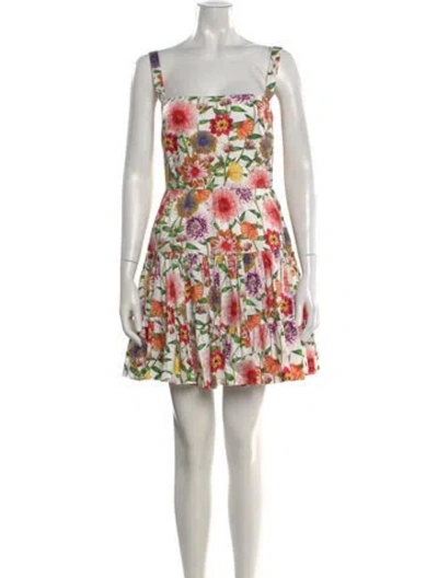 Pre-owned Borgo De Nor Floral Print Mini Dress In White