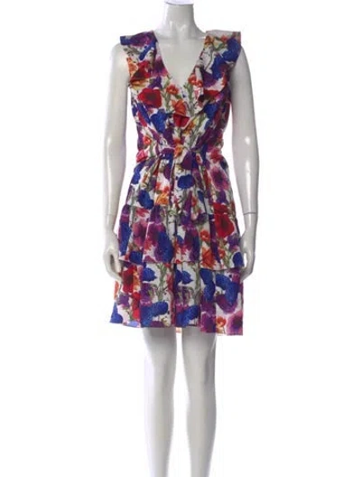 Pre-owned Borgo De Nor Floral Print Mini Dress In White