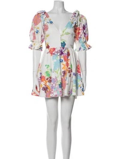 Pre-owned Borgo De Nor Floral Print Mini Dress In White