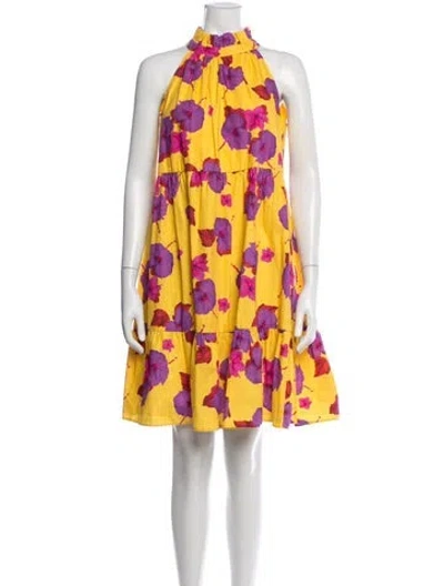 Pre-owned Borgo De Nor Floral Print Mini Dress In Yellow