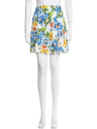 Pre-owned Borgo De Nor Floral Print Mini Skirt W/ Tags In Blue