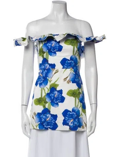 Pre-owned Borgo De Nor Floral Print Off-the-shoulder Top In Multi
