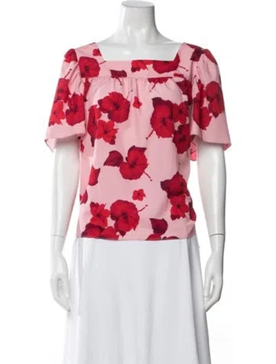 Pre-owned Borgo De Nor Floral Print Square Neckline Blouse In Pink