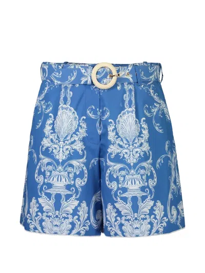 Borgo De Nor Gwen Barocco-print Shorts In Blue