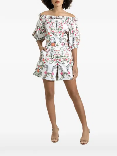 Borgo De Nor Gwen Floral-print Off-the-shoulder Top In White