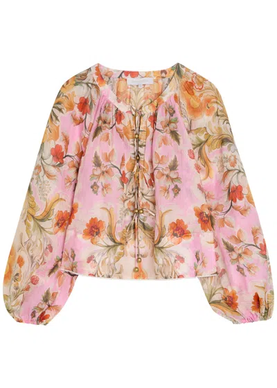 Borgo De Nor Henri Floral-print Ramie Blouse In Multi