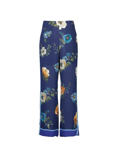 Borgo De Nor Jamie Floral Stripe Trousers In Blue