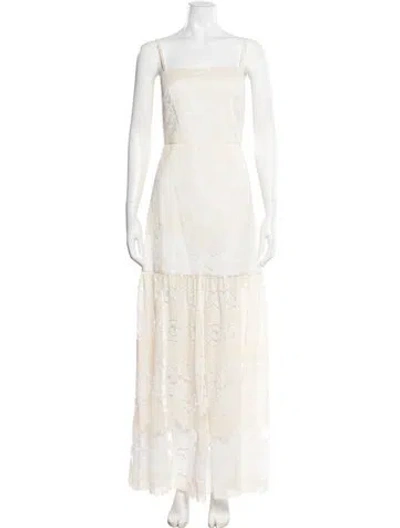 Pre-owned Borgo De Nor Lace Pattern Long Dress W/ Tags In Neutral