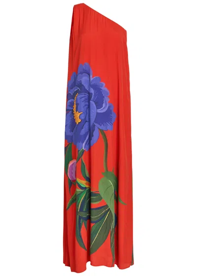 Borgo De Nor Lani Floral-print Satin-crepe Maxi Dress In Animal Print