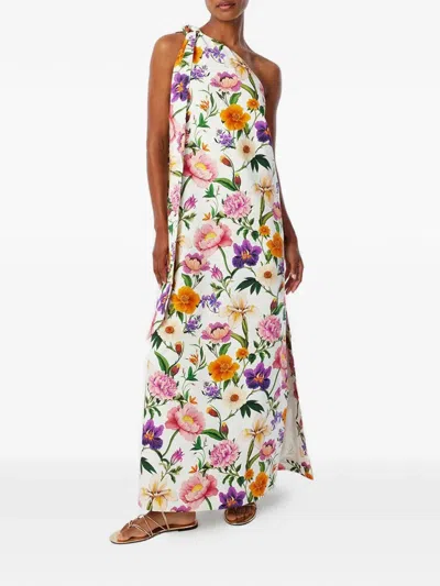 Borgo De Nor Lani One-shoulder Tie-detailed Floral-print Satin-crepe Maxi Dress In Multi