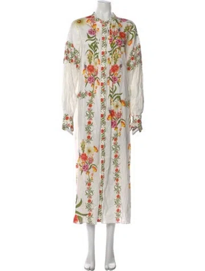 Pre-owned Borgo De Nor Linen Long Dress In White