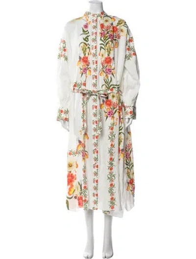 Pre-owned Borgo De Nor Linen Midi Length Dress In Neutral