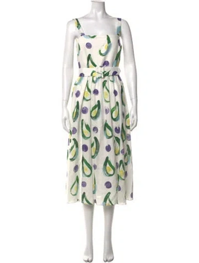 Pre-owned Borgo De Nor Linen Midi Length Dress In White