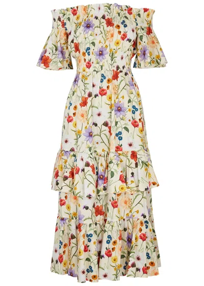 Borgo De Nor Margarita Floral-print Cotton Maxi Dress In Multicoloured