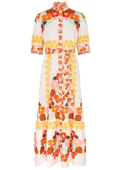 Borgo De Nor Marni Floral-print Cotton Maxi Shirt Dress In Multicoloured