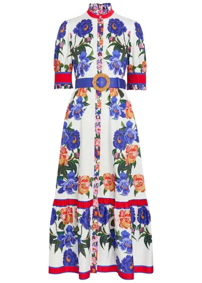 Borgo De Nor Marni Floral-print Belted Cotton Maxi Dress In Multi