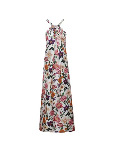 Borgo De Nor Maxi Floral-print Appliqué-detail Dress In Multi