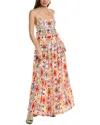 Borgo De Nor Merle Printed Viscose Crepe Long Dress In White