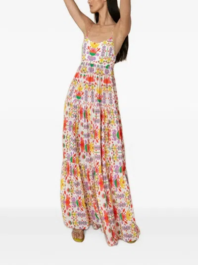 Borgo De Nor Merle Geometric-print Maxi Dress In White