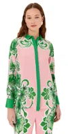 Borgo De Nor Nova Floral-print Crepe Shirt In Antigua/green Placement