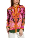 Borgo De Nor Nova Printed Viscose Crepe Shirt In Orange