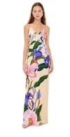 Borgo De Nor Olive Floral-print Satin-crepe Maxi Dress In Tree Of Life/cream